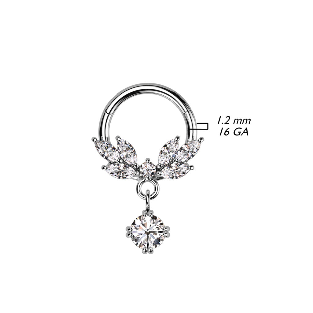 CRYSTAL CHARM 8MM HOOP FOR HELIX , DAITH & SEPTUM