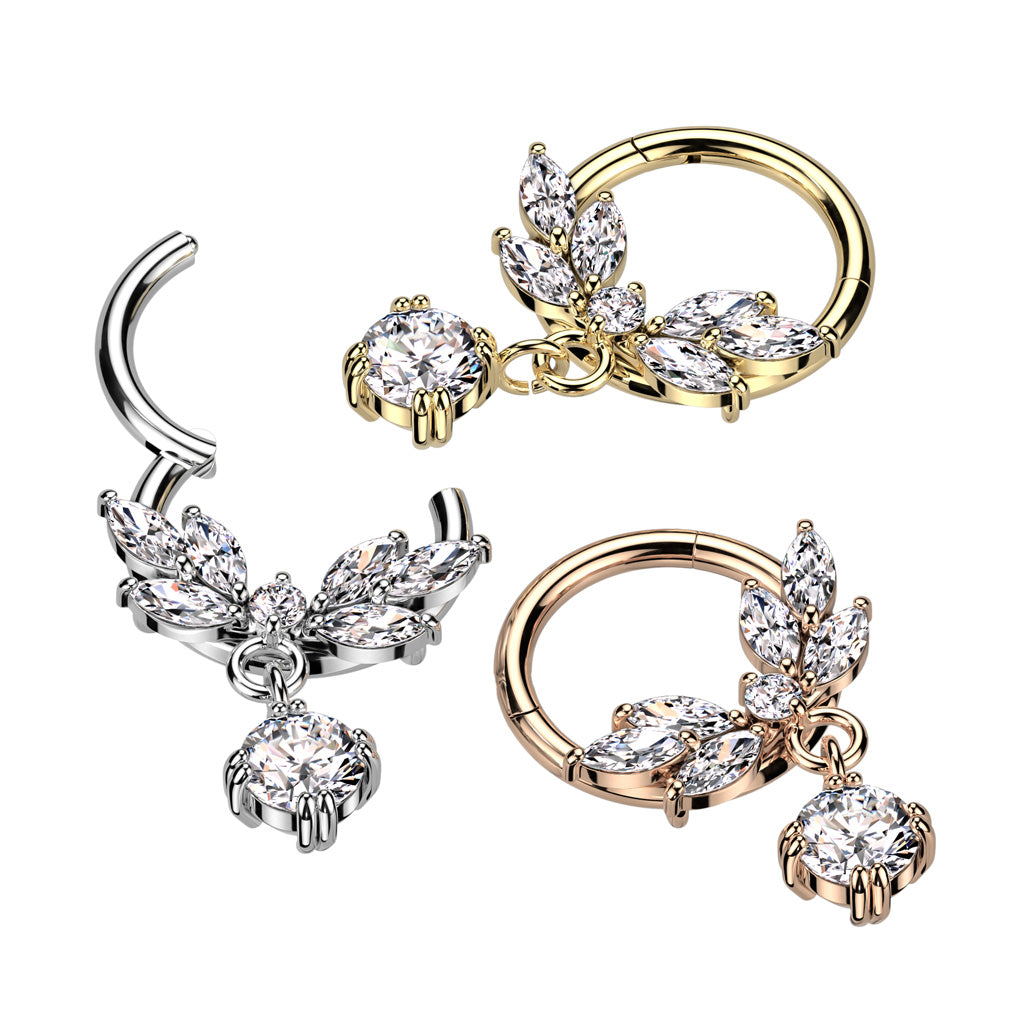 CRYSTAL CHARM 8MM HOOP FOR HELIX , DAITH & SEPTUM