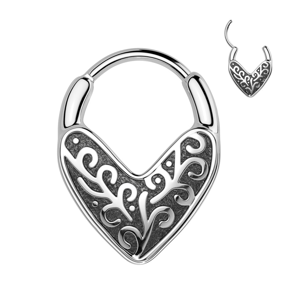 SILVER LOVE HEART PADLOCK HINGE CLOSE HOOP - 10MM - 16 GAUGE