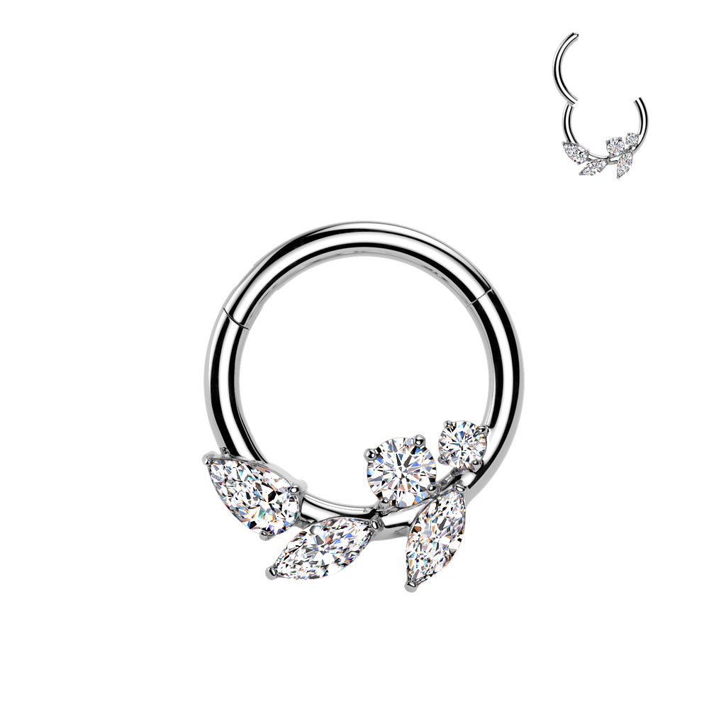CRYSTAL VINE LEAF HINGE CLOSE FASTENING HOOP - 8MM - 16 GAUGE