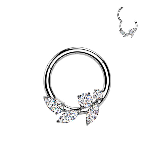 CRYSTAL VINE LEAF HINGE CLOSE FASTENING HOOP - 8MM - 16 GAUGE