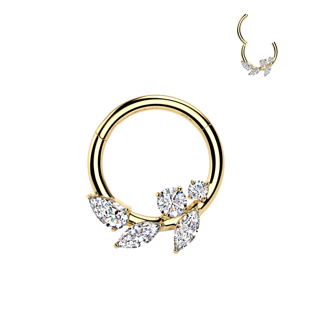 CRYSTAL VINE LEAF HINGE CLOSE FASTENING HOOP - 8MM - 16 GAUGE