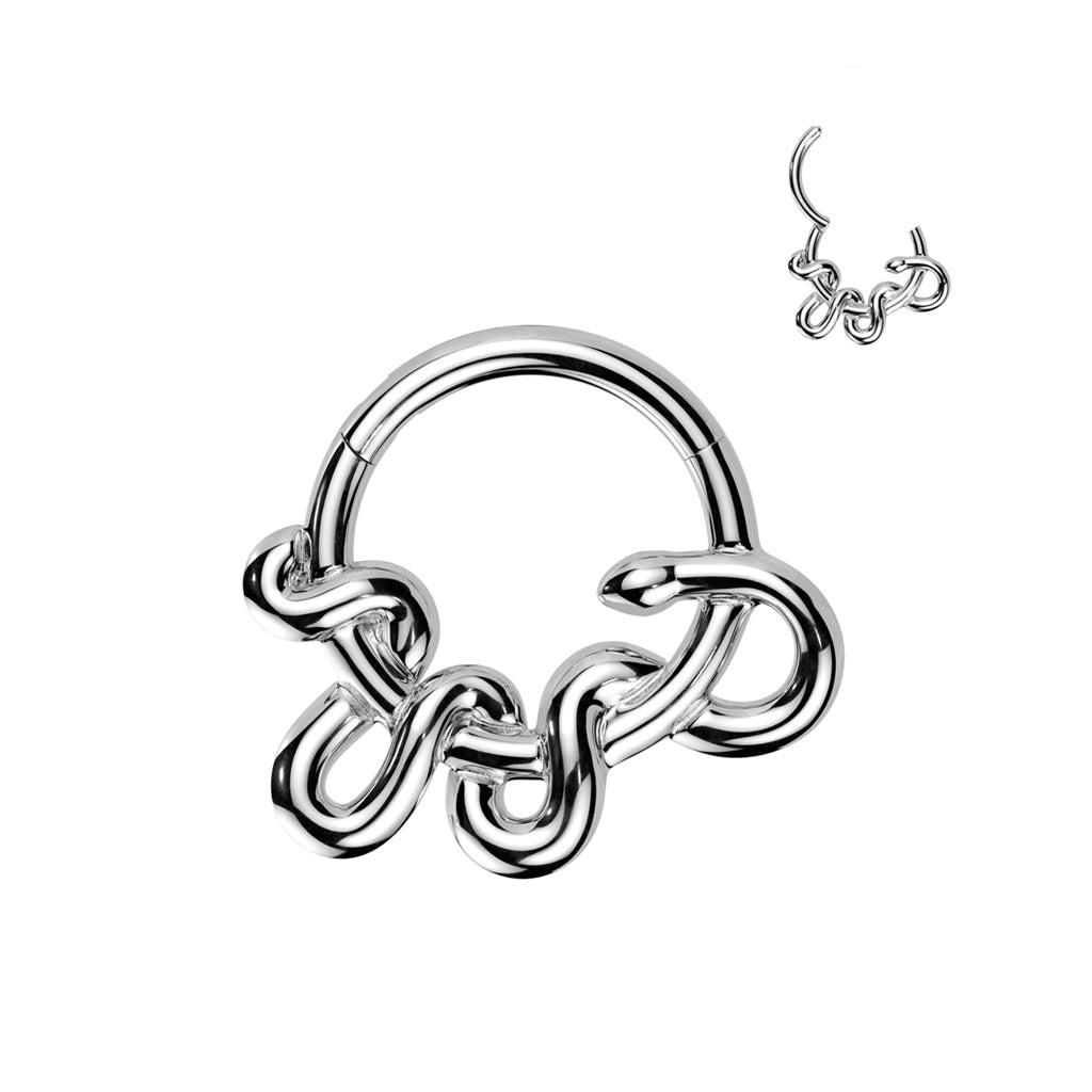 SILVERING SNAKE HINGE CLOSE FASTENING HOOP - 8MM - 16 GAUGE
