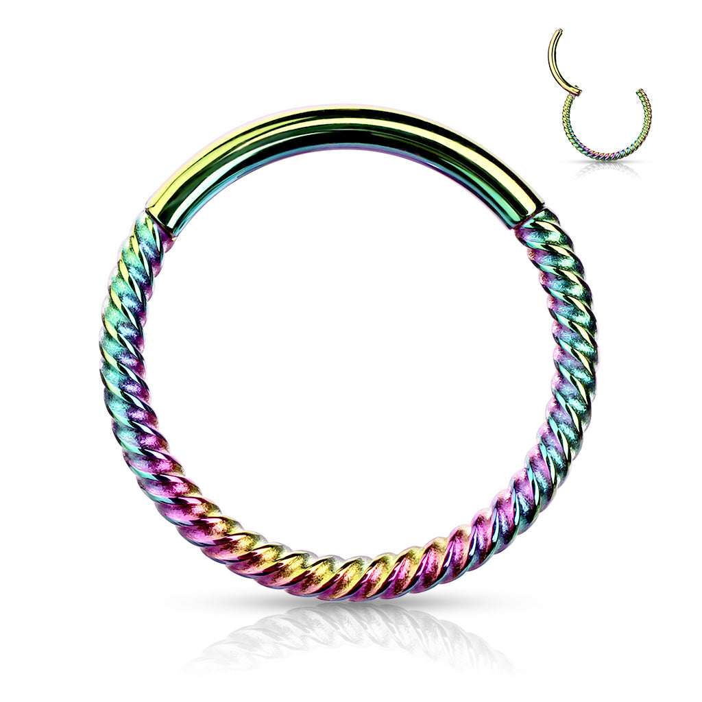 RAINBOW BRAIDED HINGE CLOSE HOOP - 16 GAUGE / 1.2 MM - 10MM