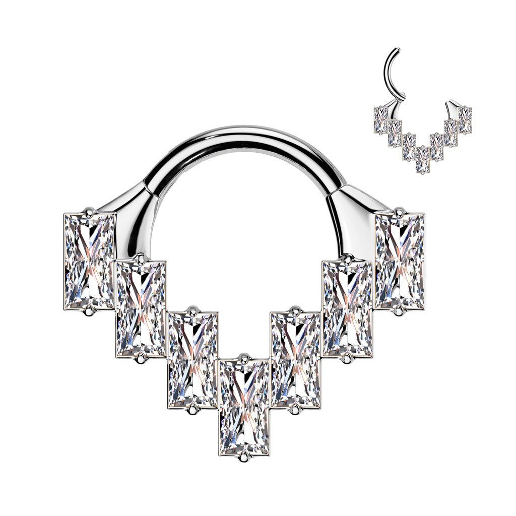 TITANIUM STATEMENT ULTRA CRYSTAL LINED 8MM HOOP - 16 GAUGE