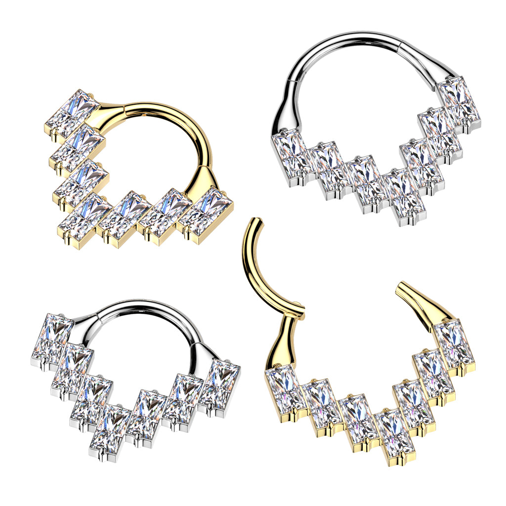 TITANIUM STATEMENT ULTRA CRYSTAL LINED 8MM HOOP - 16 GAUGE