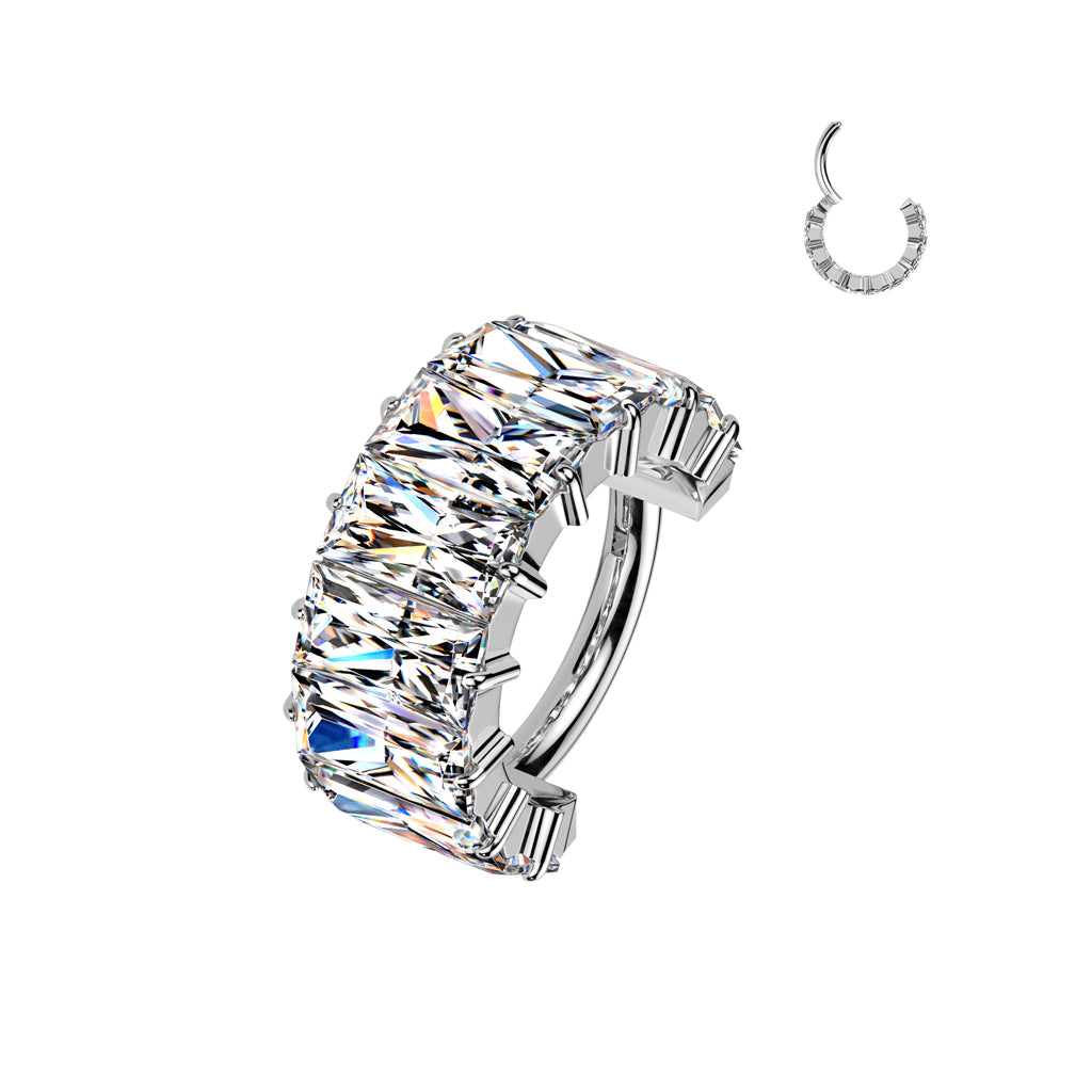 TITANIUM STATEMENT ULTRA CRYSTAL 10MM CONCH HOOP - 16 GAUGE
