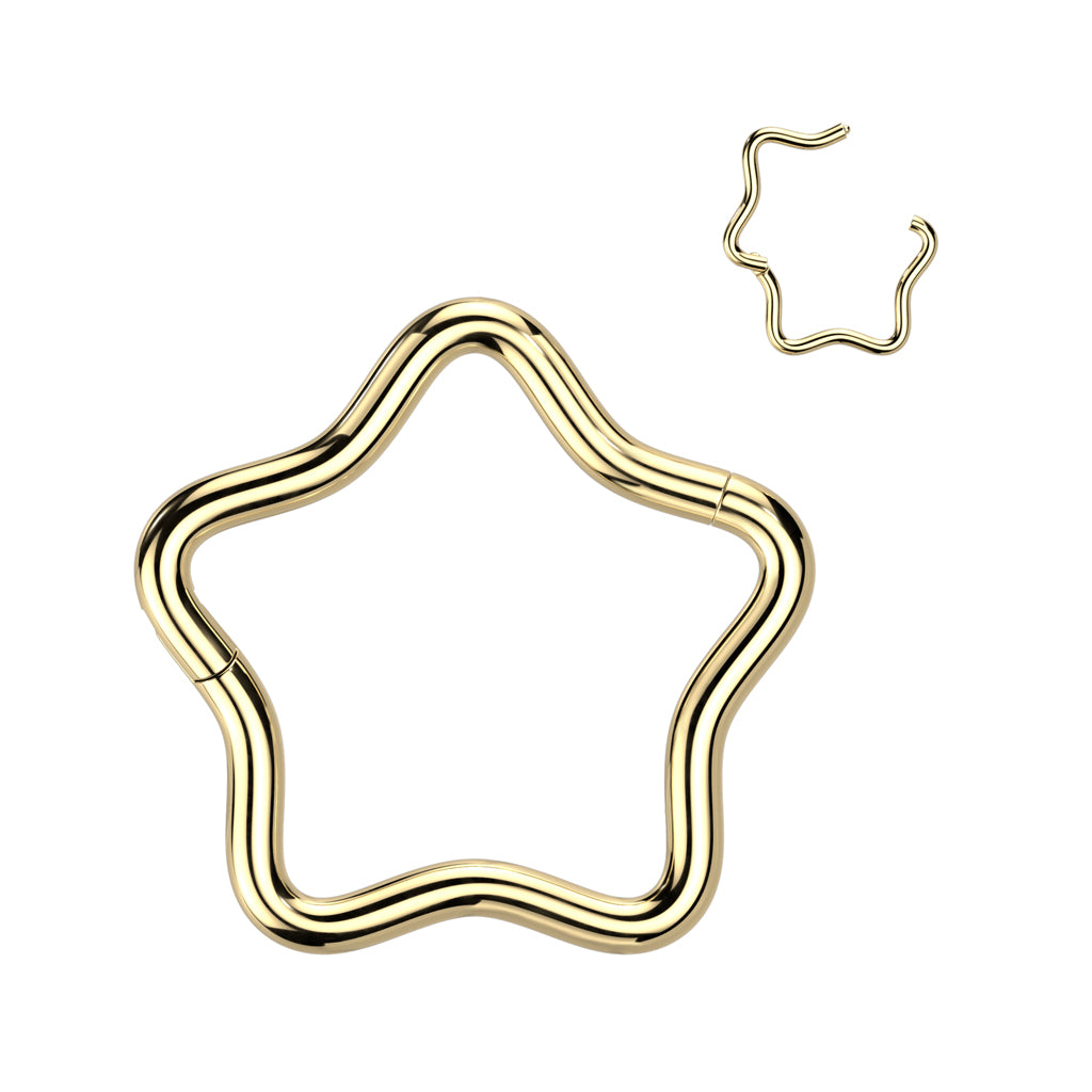 TITANIUM STAR CLICKER HOOP - 8MM - 16 GAUGE