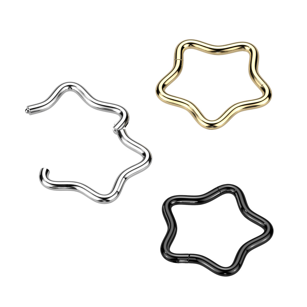 TITANIUM STAR CLICKER HOOP - 8MM - 16 GAUGE