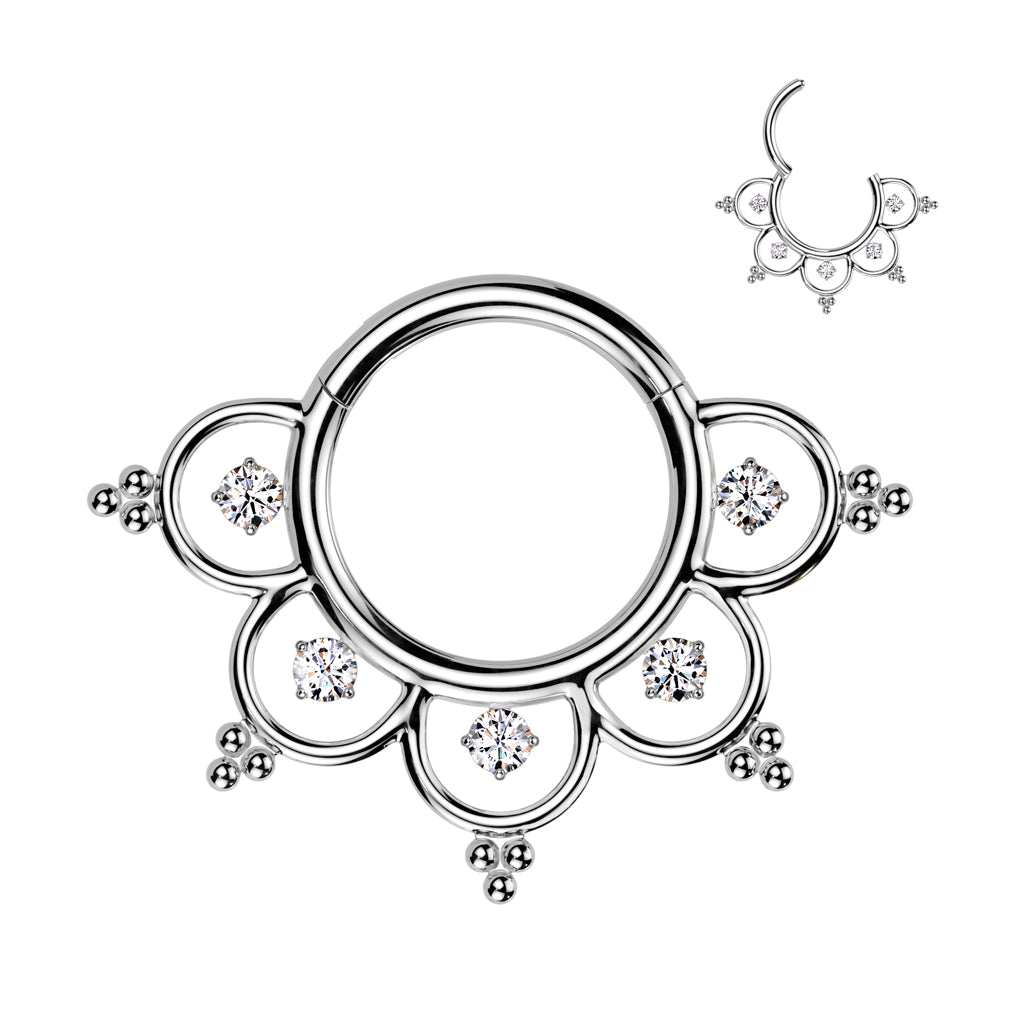 TITANIUM CRYSTAL FILIGREE HINGE HOOP - 8MM - 16 GAUGE