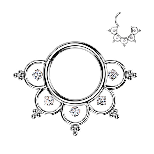 TITANIUM CRYSTAL FILIGREE HINGE HOOP - 8MM - 16 GAUGE