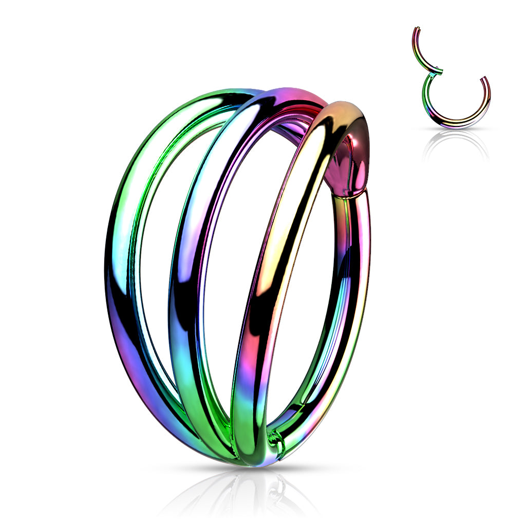 TITANIUM RAINBOW TRIPLE HOOP - 16 GAUGE / 1.2MM - 8MM