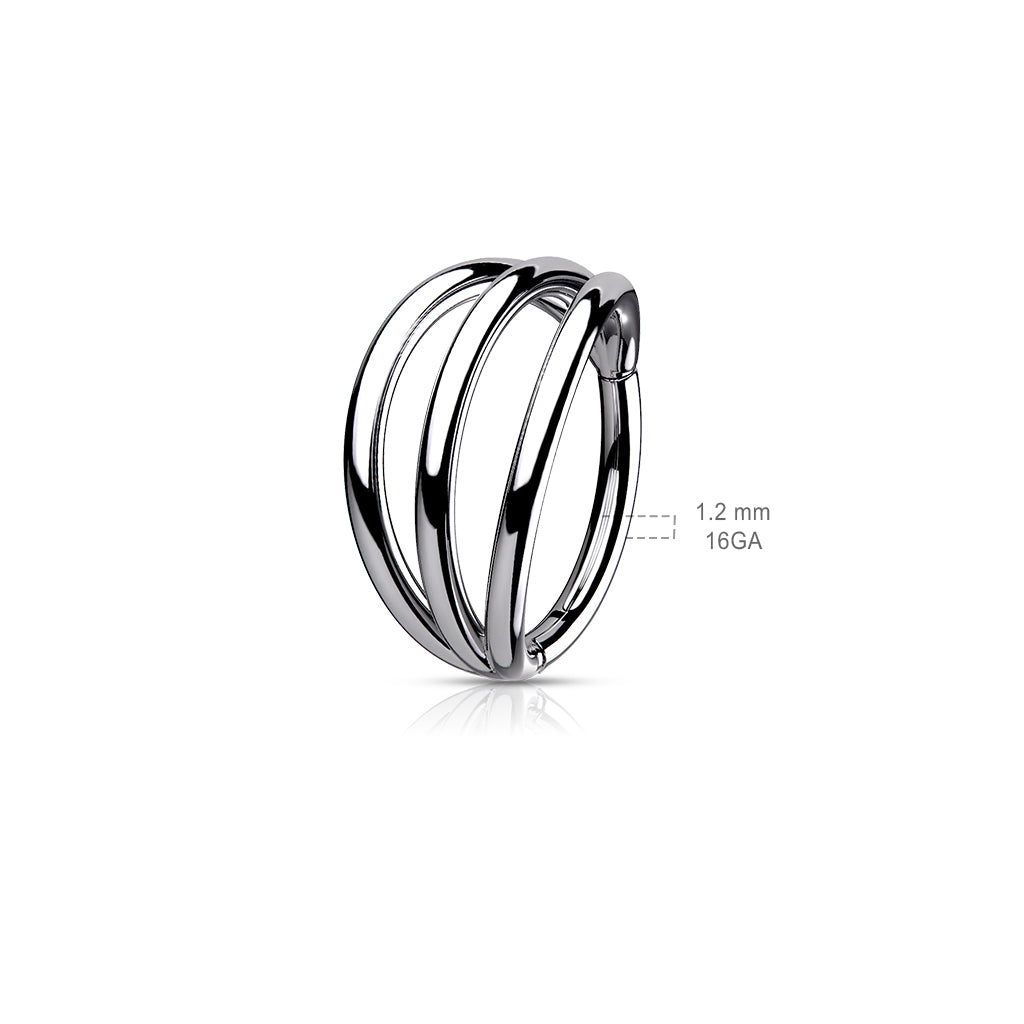 TITANIUM SILVER TRIPLE HOOP - 16 GAUGE / 1.2MM - 8MM
