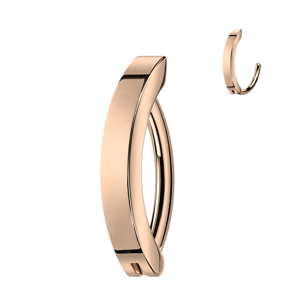 TITANIUM ROSE GOLD PLAIN BELLY CLICKER HOOP BARBELL - 10MM