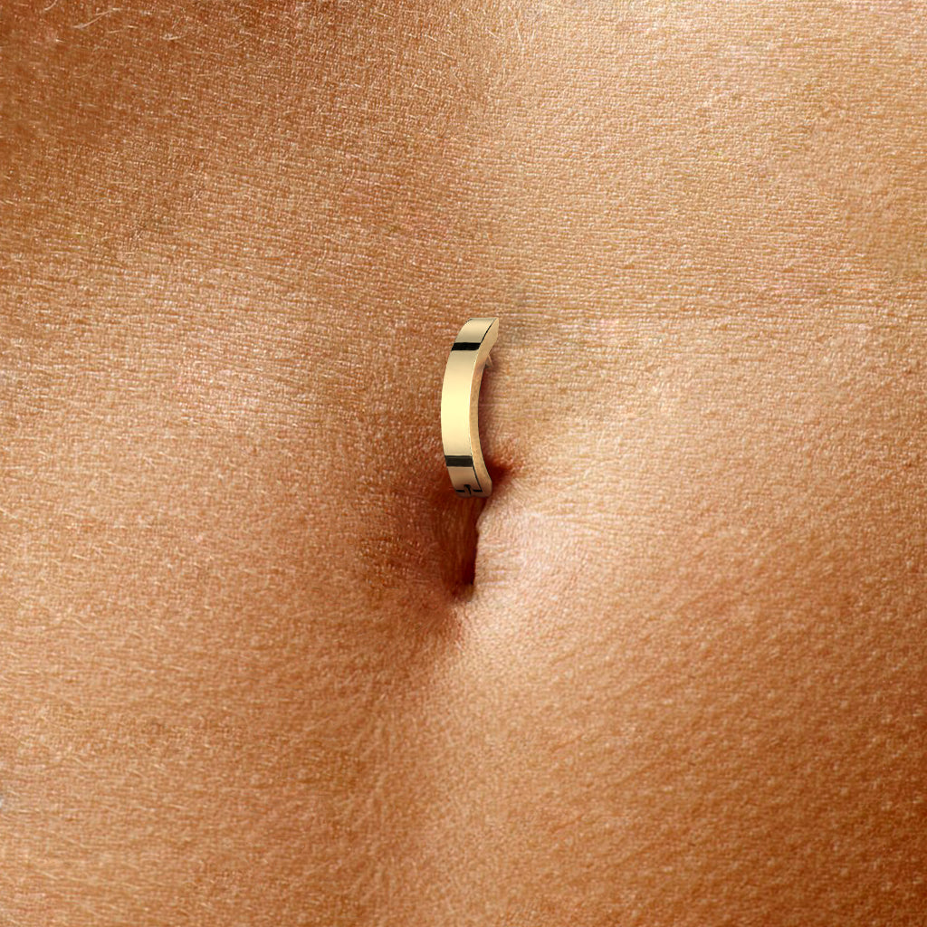 TITANIUM ROSE GOLD PLAIN BELLY CLICKER HOOP BARBELL - 10MM