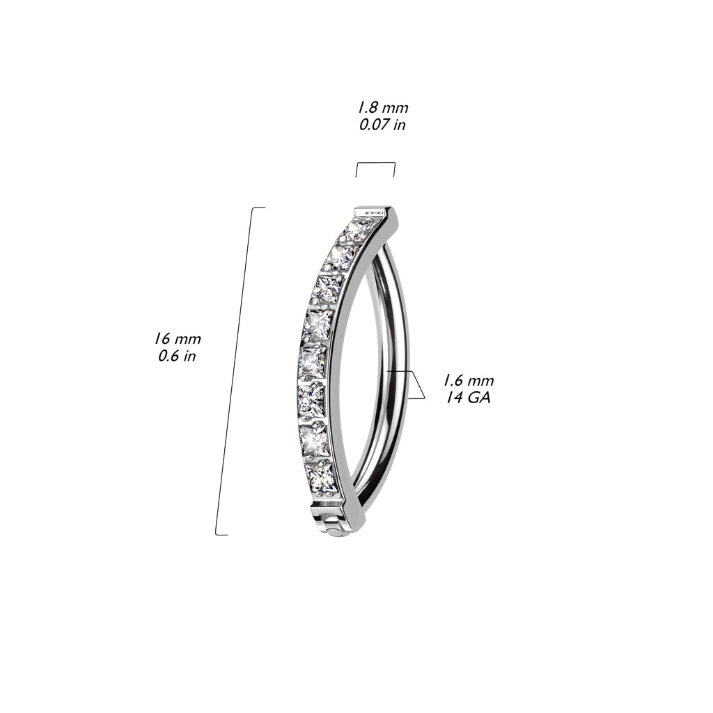TITANIUM RUBY RED CRYSTAL LINED BELLY CLICKER HOOP BARBELL - 10MM