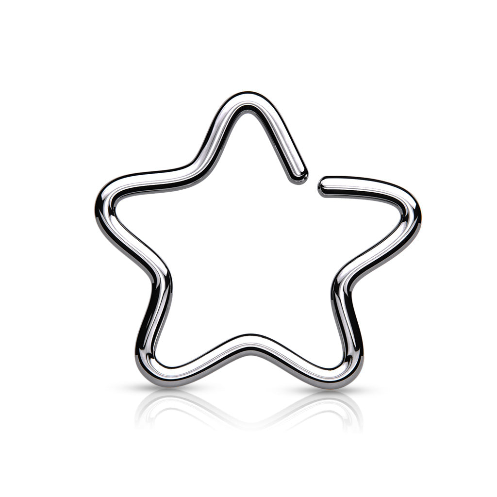 SILVER BENDABLE STAR HOOP - 10MM - 16 GAUGE