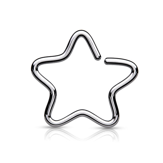 SILVER BENDABLE STAR HOOP - 10MM - 16 GAUGE