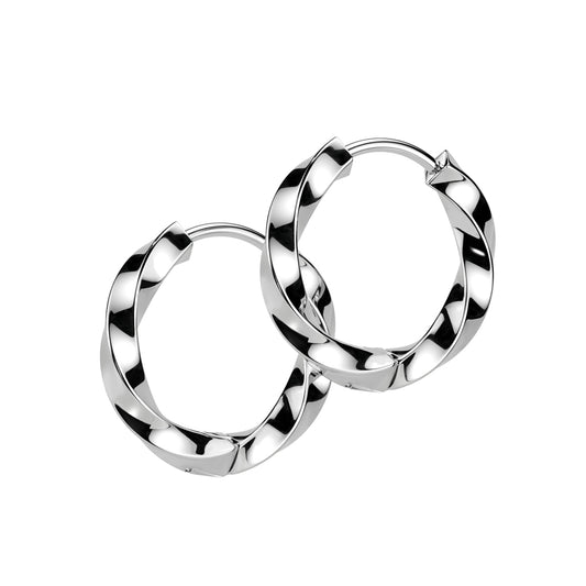 SILVER TWISTED 10MM HUGGIE HOOPS - 18 GAUGE
