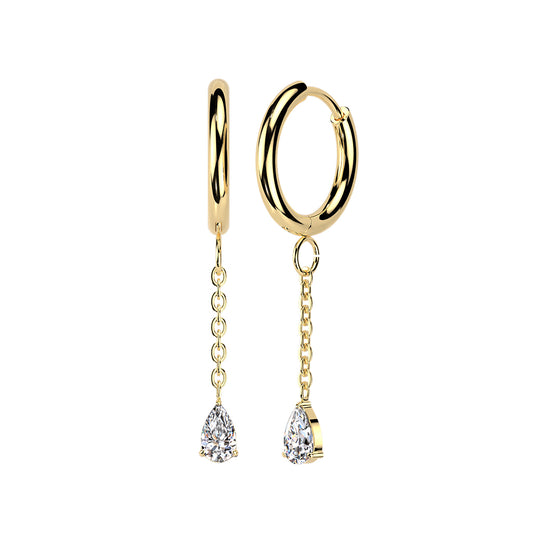 GOLD CRYSTAL CHARM 10MM - STAINLESS STEEL WATERPROOF HOOPS