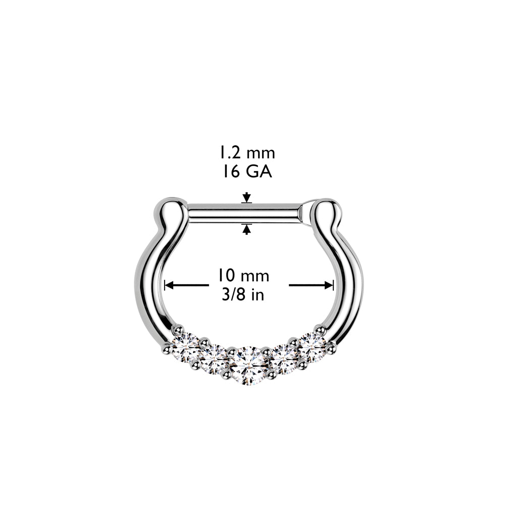 AQUA BLUE CRYSTAL LINED CLICKER HOOP - 10MM - 16 GAUGE
