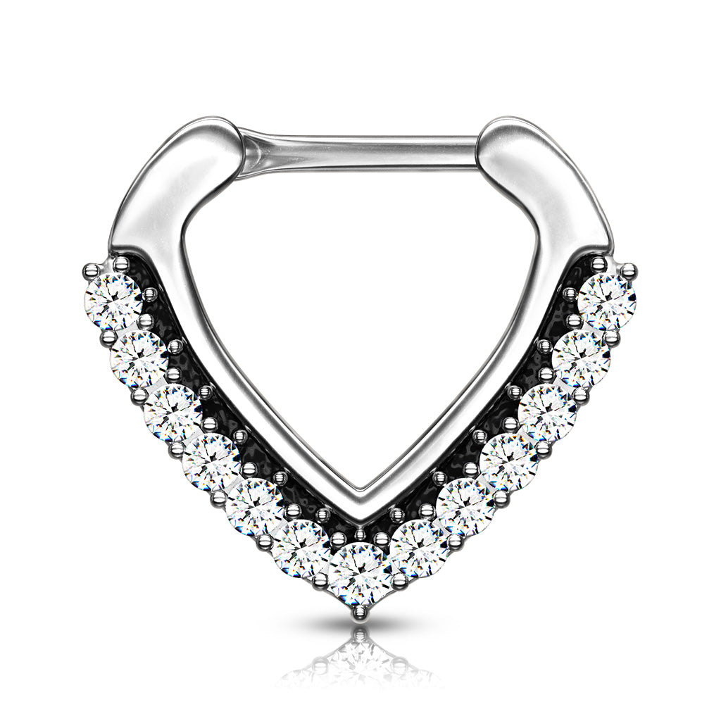 CRYSTAL CHEVRON V SHAPE CLICKER HOOP - 8MM