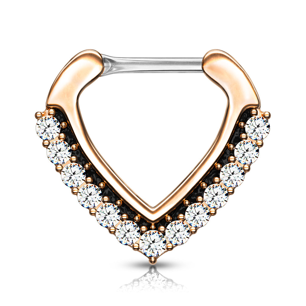 CRYSTAL CHEVRON V SHAPE CLICKER HOOP - 8MM