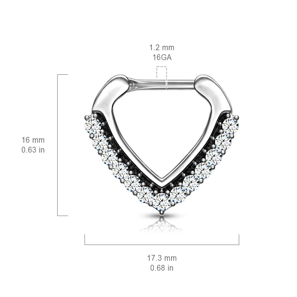 CRYSTAL CHEVRON V SHAPE CLICKER HOOP - 8MM