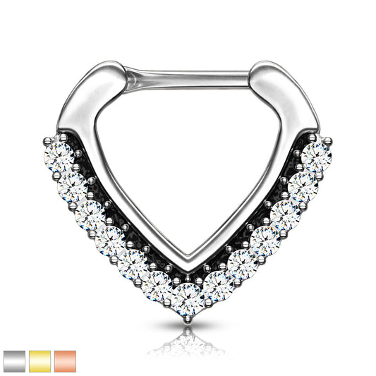 CRYSTAL CHEVRON V SHAPE CLICKER HOOP - 8MM