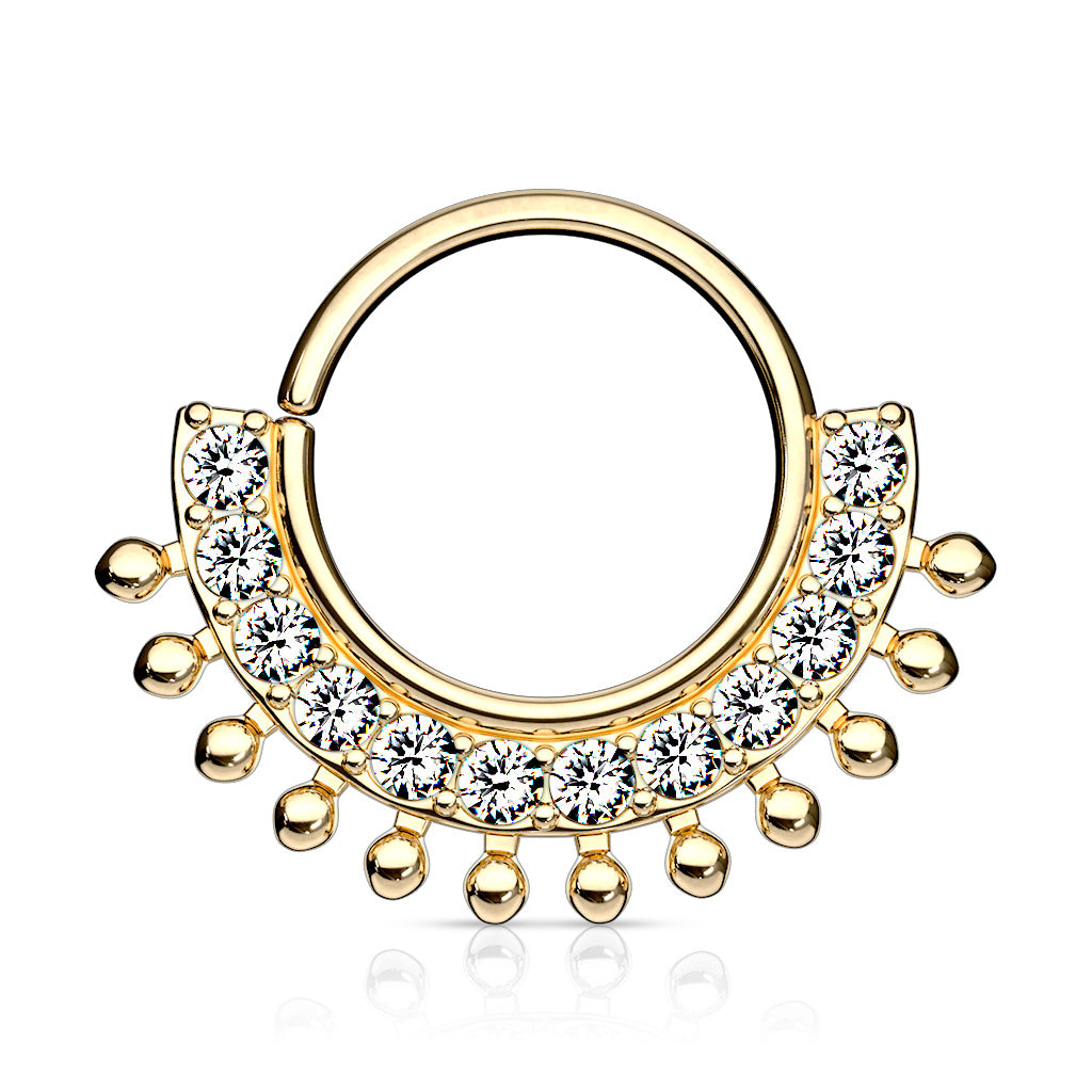 CRYSTAL & BEADED BENDABLE HOOP - 8MM - 16 GAUGE