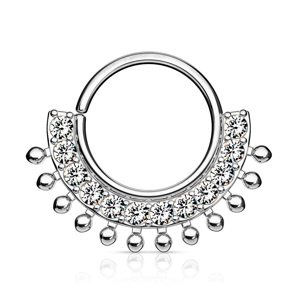 CRYSTAL & BEADED BENDABLE HOOP - 8MM - 16 GAUGE