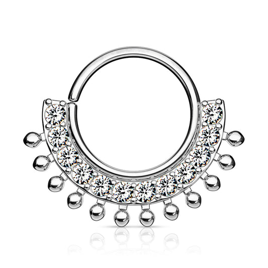 CRYSTAL & BEADED BENDABLE HOOP - 8MM - 16 GAUGE