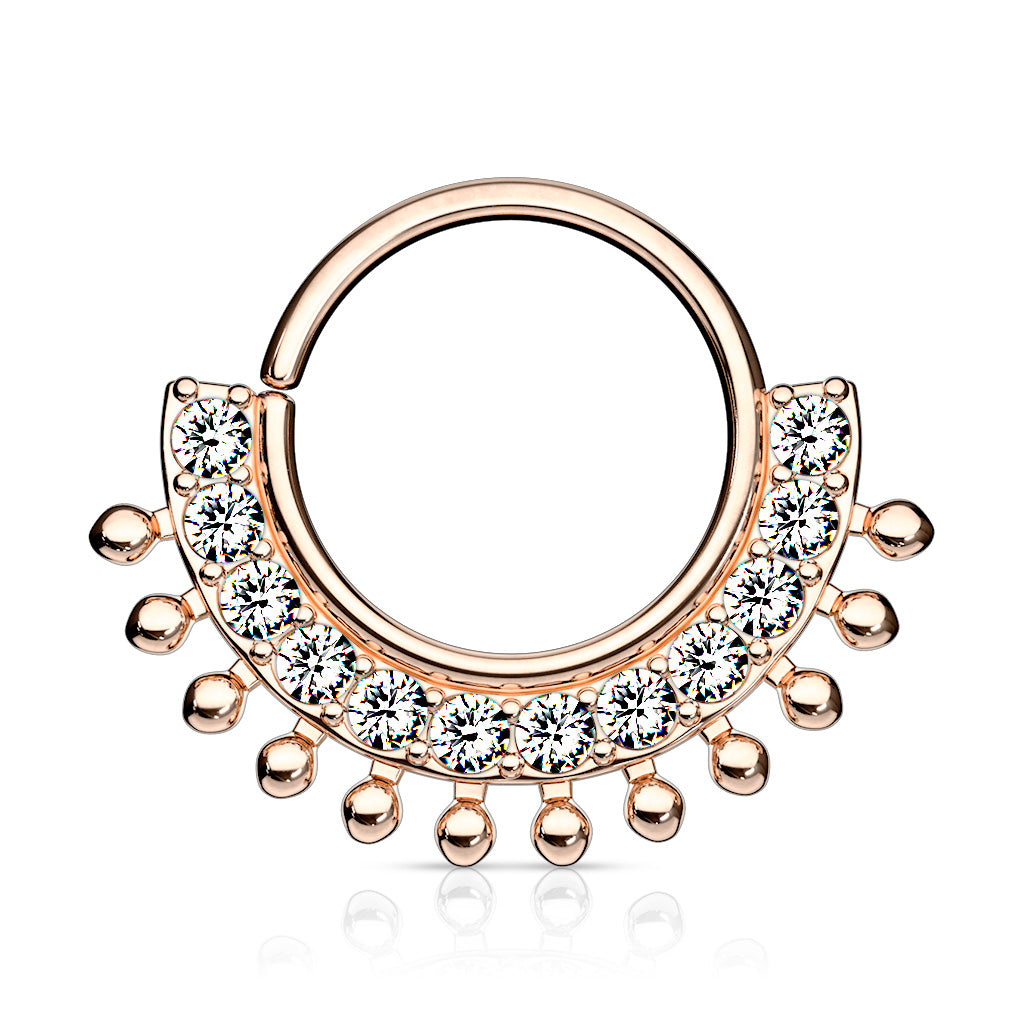 CRYSTAL & BEADED BENDABLE HOOP - 8MM - 16 GAUGE