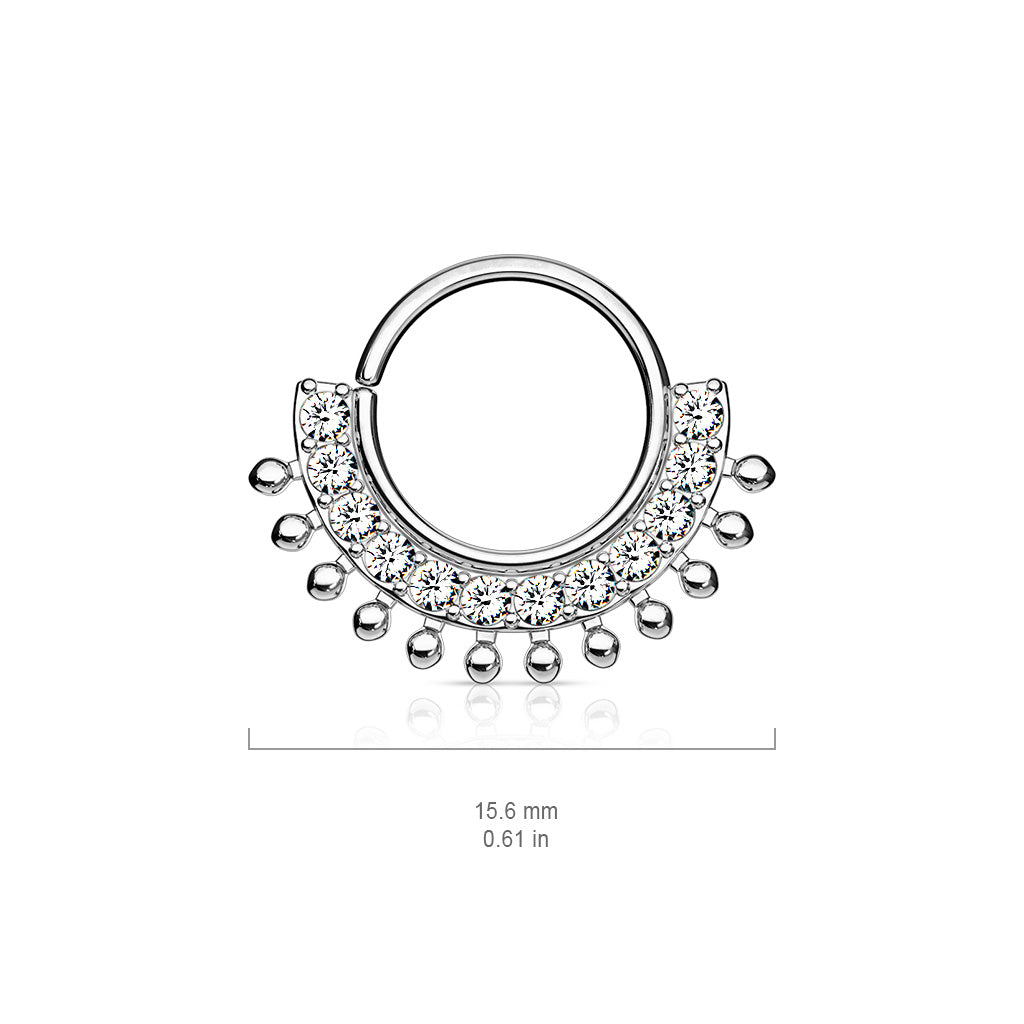 CRYSTAL & BEADED BENDABLE HOOP - 8MM - 16 GAUGE