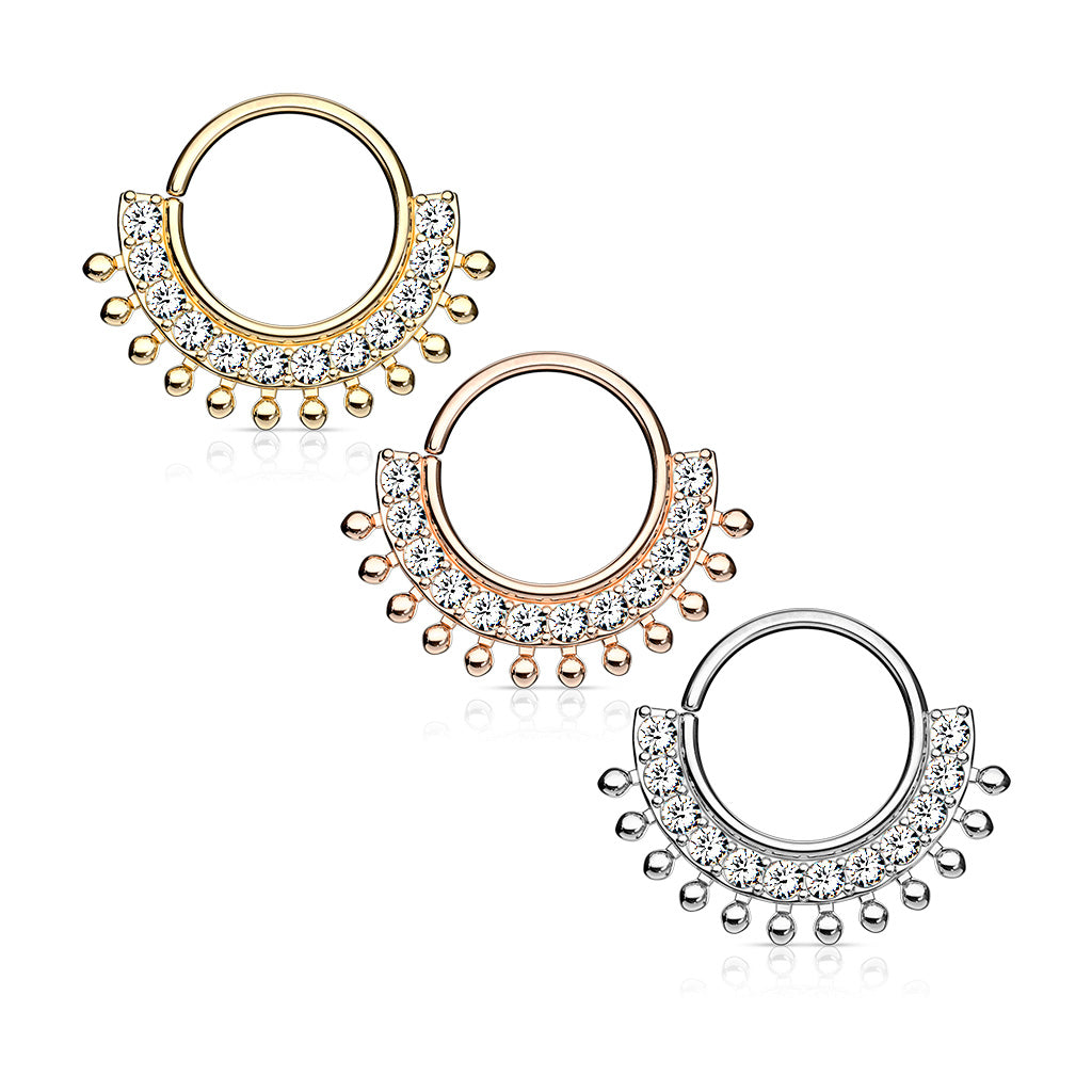 CRYSTAL & BEADED BENDABLE HOOP - 8MM - 16 GAUGE