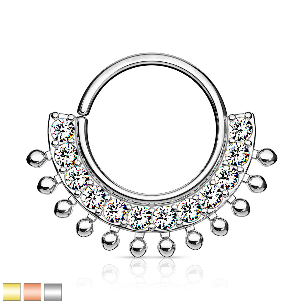 CRYSTAL & BEADED BENDABLE HOOP - 8MM - 16 GAUGE