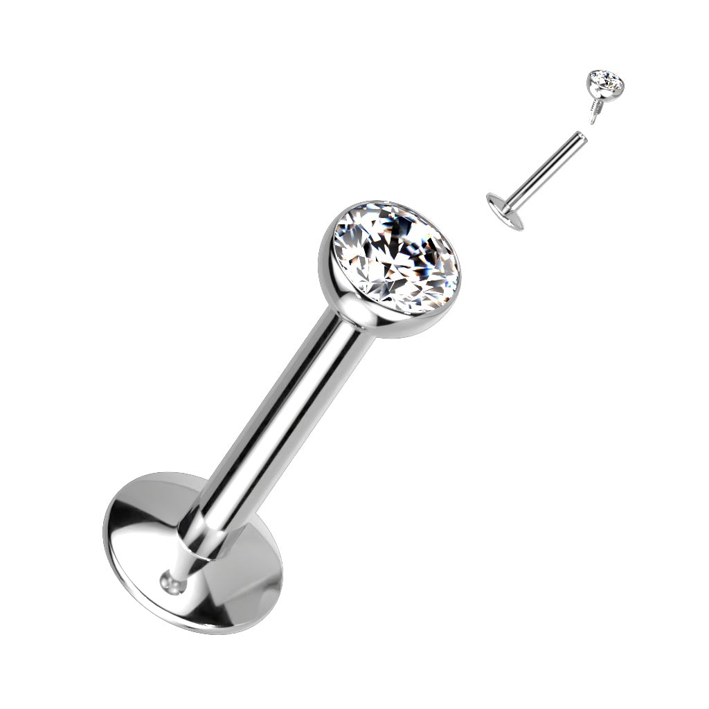 TITANIUM MINI CRYSTAL FLAT BACK LABRET - 6MM & 8MM