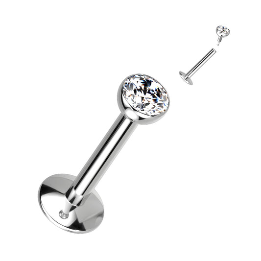 TITANIUM MINI CRYSTAL FLAT BACK LABRET - 6MM & 8MM
