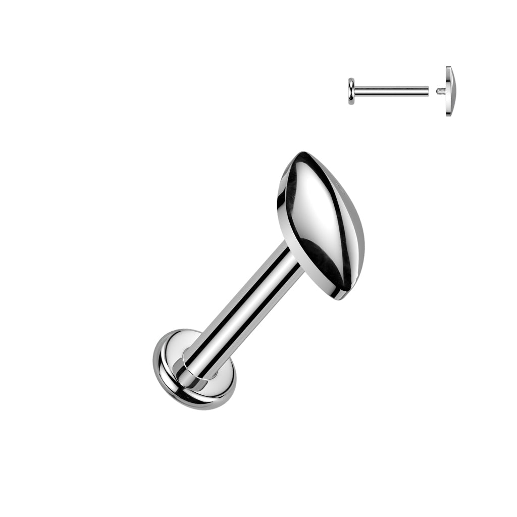 TITANIUM PLAIN MARQUISE FLAT BACK LABRET - 16 GAUGE - 8MM