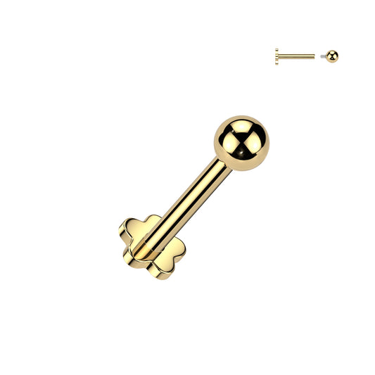 TITANIUM GOLD PLAIN BALL FLAT BACK LABRET - 6MM - 16 GAUGE