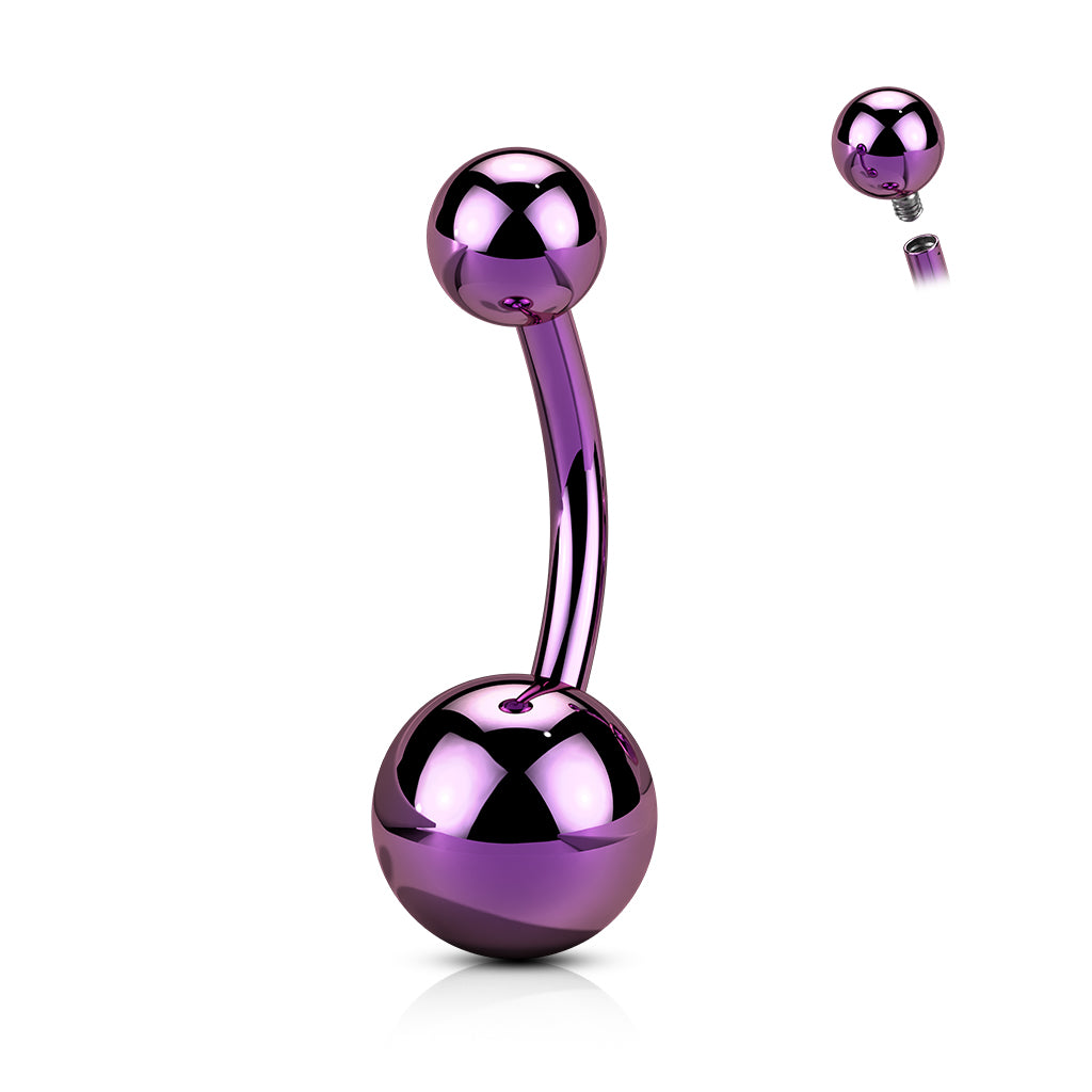TITANIUM PURPLE PLATED BELLY BAR - 14 GAUGE - 10MM