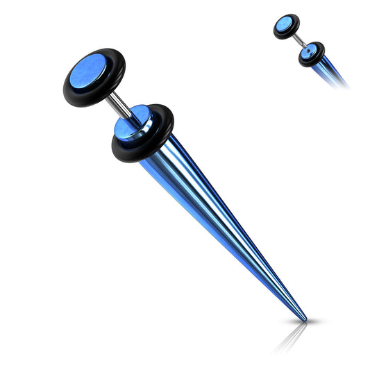BLUE FAUX TAPER EARRING -16 GAUGE