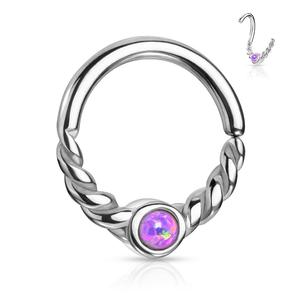 DAINTY BRAIDED OPAL CENTRE BENDABLE HOOP - 8MM