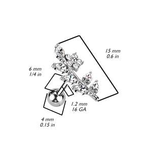 CRYSTAL FLOWER VINE BARBELL - 8MM