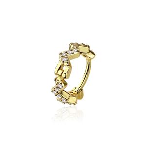 CRYSTAL LINED ZIG ZAG CLICKER HOOP FOR EAR & NOSE PIERCINGS - 8MM