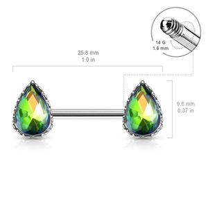 CRYSTAL TEARDROP NIPPLE BARBELL