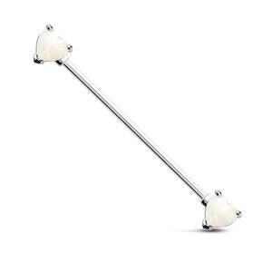 DOUBLE LOVE HEART OPAL INDUSTRIAL BARBELL - 38MM