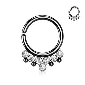 CRYSTAL & BEADED 8MM BENDABLE HOOP FOR SEPTUM / DAITH