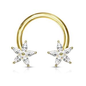 CRYSTAL FLOWER CIRCULAR BARBELL - 12MM