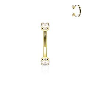 SPARKLE DOUBLE CRYSTAL 8MM CURVED BARBELL